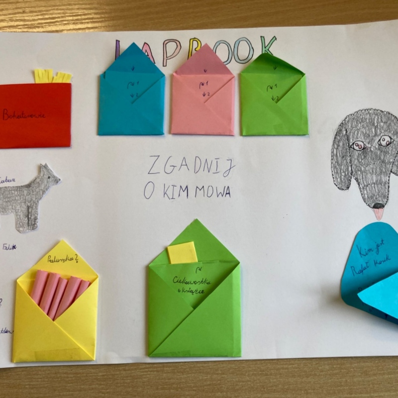 Uczniowie klasy 6 wykonali lapbooki na podstawie lektury Felix, Net i Nika