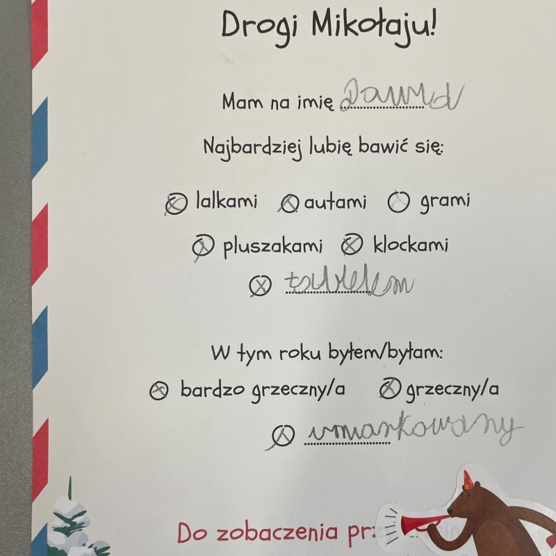 Przykładowy list do Świętego Mikołaja