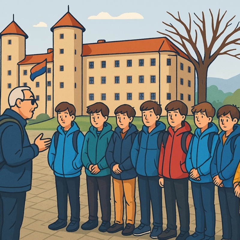 Obrazek przewodnika z uczniami