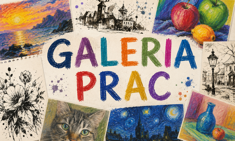 foto:  Galeria prac plastycznych naszych uczniów z klas 4-8 w II półroczu